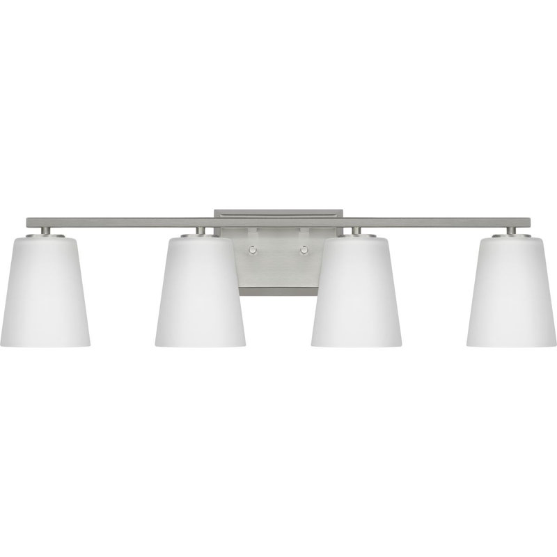 Éclairage de salle de bain à intensité variable à 4 lumières Rozena, Blanc, Nickel brossé