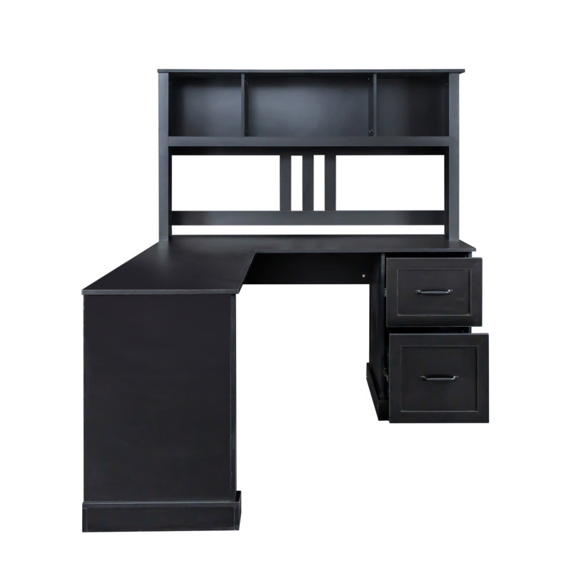 Bureau d'ordinateur à domicile avec huche, Noir