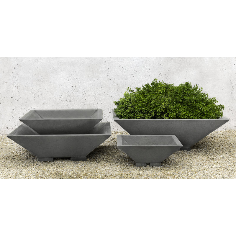 Pot carré en pierre carrée Zen, Pierre alpine, H 6 po x l 18 po x P 18 po