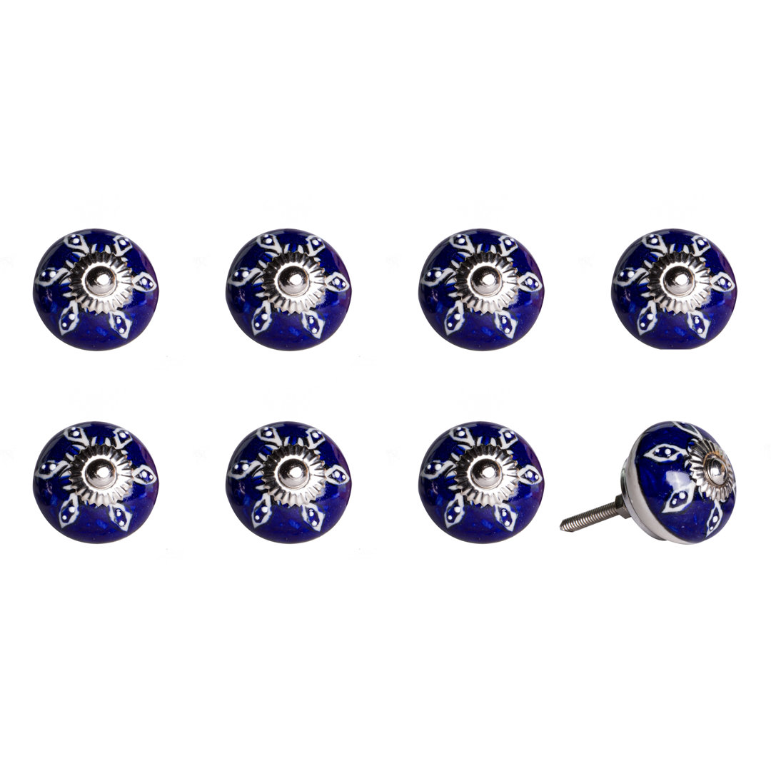 Hand Painted 1 1/2" Diameter Round Knob (Set of 8) Taj Hotel