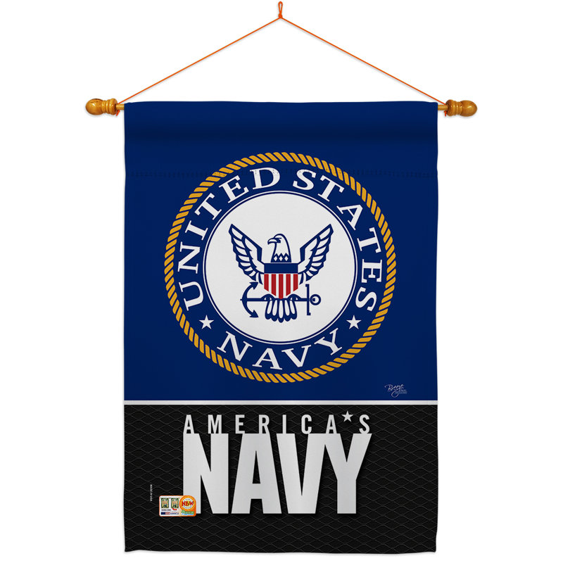 40 x 28 po en polyester à impressions bleu marine décoratives américaines ensemble de drapeau