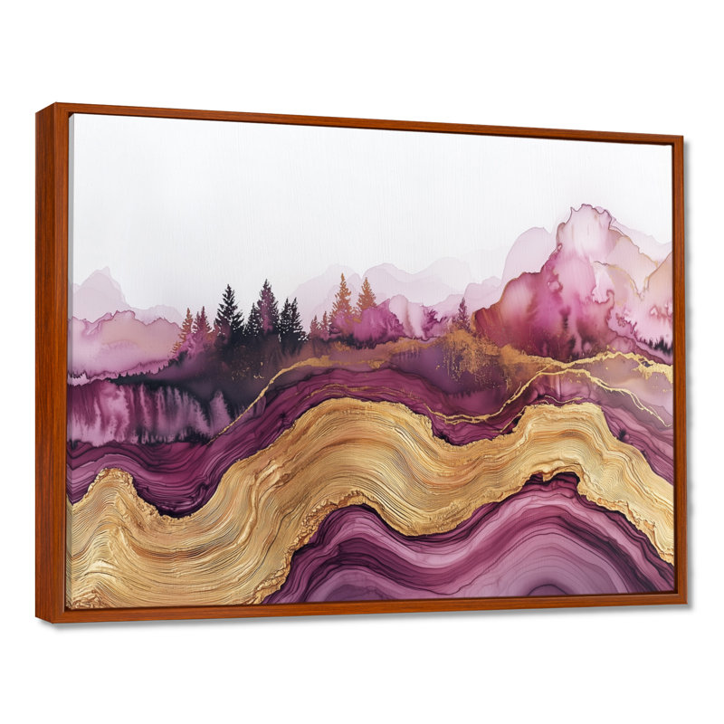 Mylah - Vineyard, art mural sur toile, H 12 po x l 20 po, Reproduction avec cadre flottant, Brun