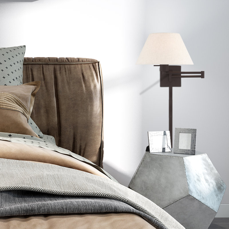 Mckella Swing Arm Sconce, Oatmeal, Dark Bronze