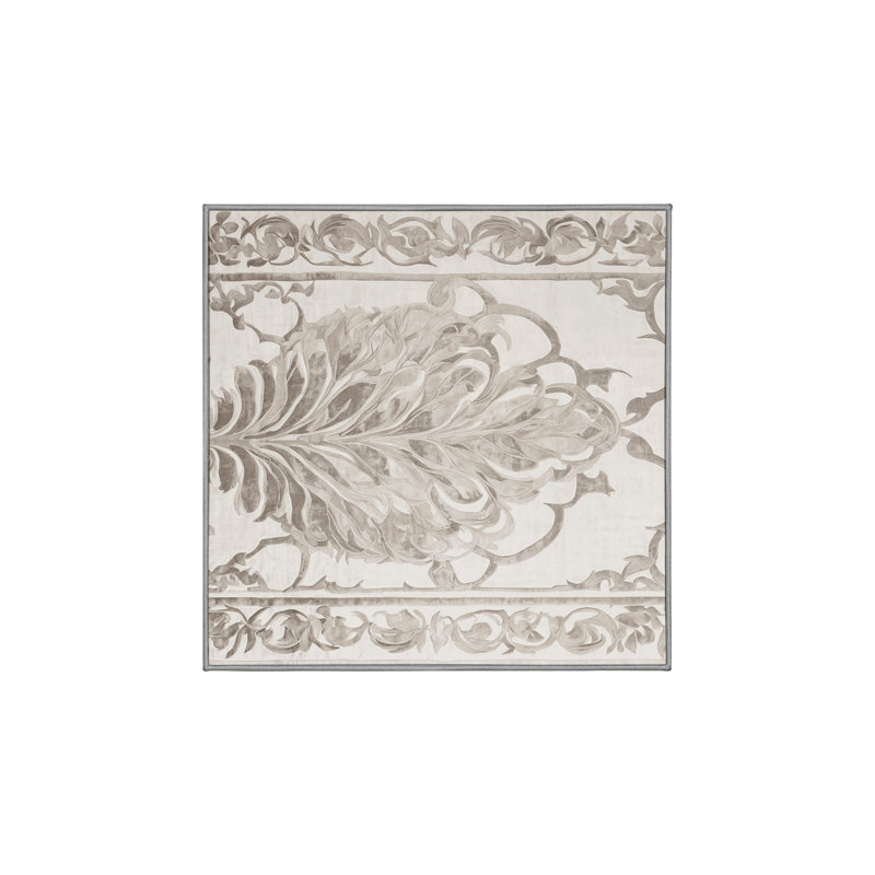 Machine Washable Gray Area Rug, Square 6'