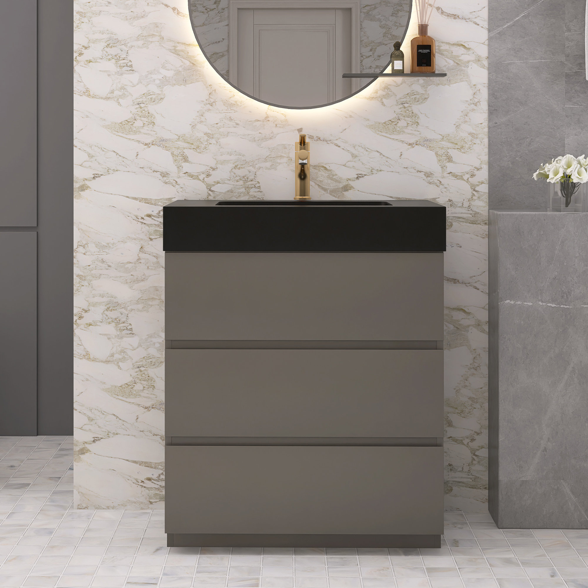 Ebern Designs Codero 29.9'' Single Bathroom Vanity with Solid Surface ...