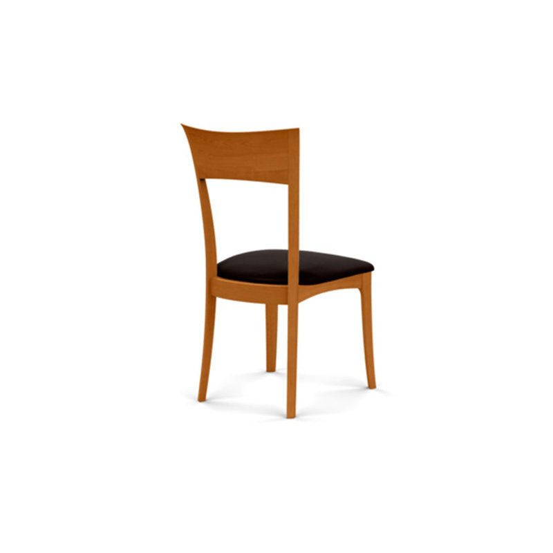 Ingrid Upholstered Dining Chair, Ebony Leather, Natural Cherry