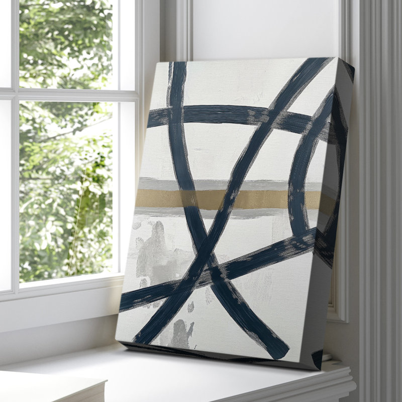 Toile tendue avec châssis abstrait LII - prêt à être accroché , H 27 po x l 18 po