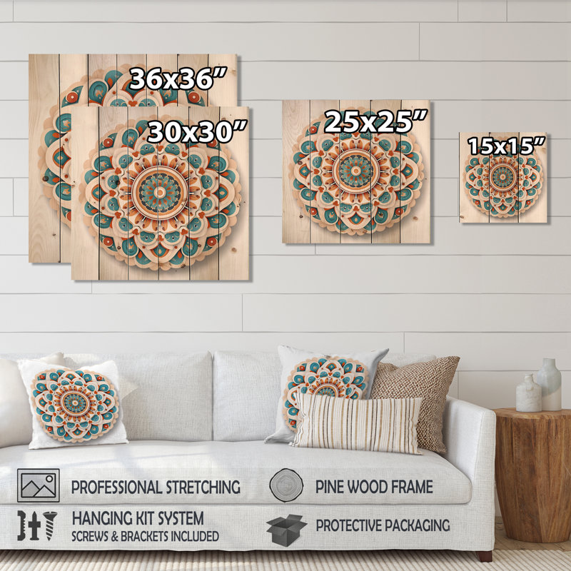 Georgiana - Décoration murale géométrique en bois, H 36 po x l 36 po