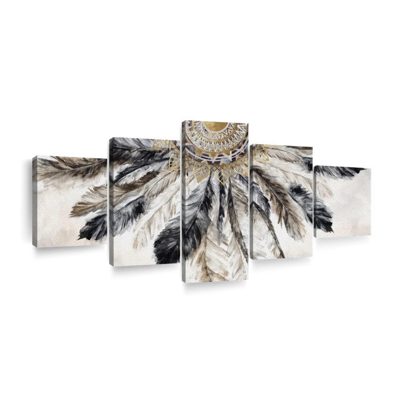 Collier de plumes III, reproduction d'art sur toile, H 24 po x l 55 po x P 1,25 po