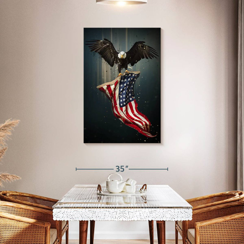 Borges Eagle And American Flag, 12" H x 8" W