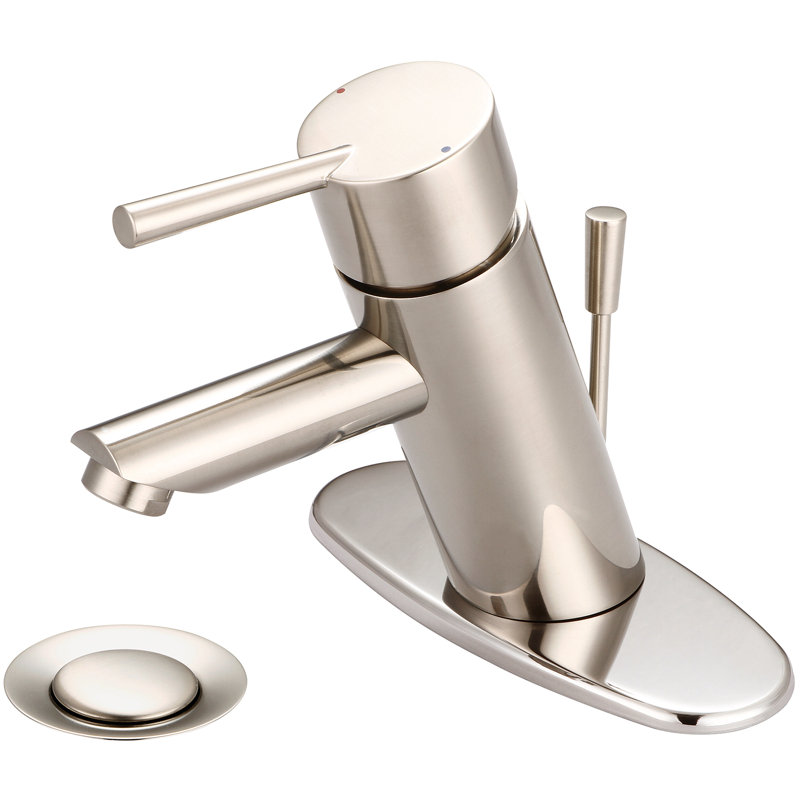 Centerset Bathroom Faucet with Drain Assembly, PVD Brushed Nickel