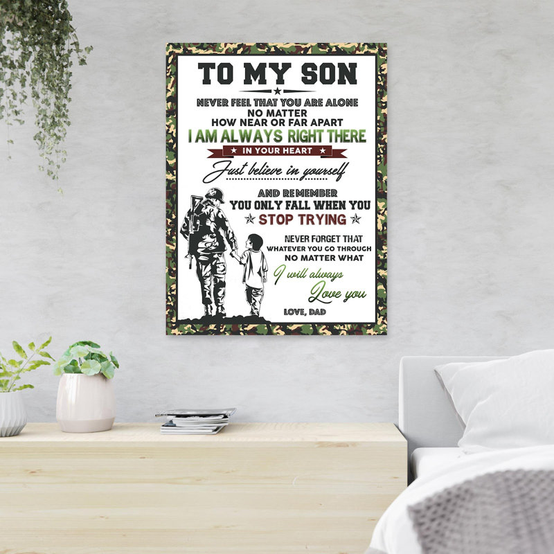 «A Letter To Son - Never Feel That You Are Alone I Am Always Right There», reproduction d'art graphique sur toile tendue 1 pièce