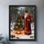 Art mural rétro noir avec père Noël et arbre de Noël, impressions de style rétro-443040607
