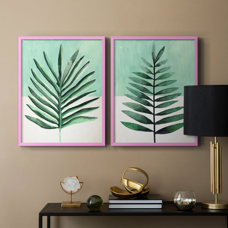 Impression encadrée Verging Palm I-Premium - prête à être accrochée - aucun clou requis - aucun clou requis, Rose