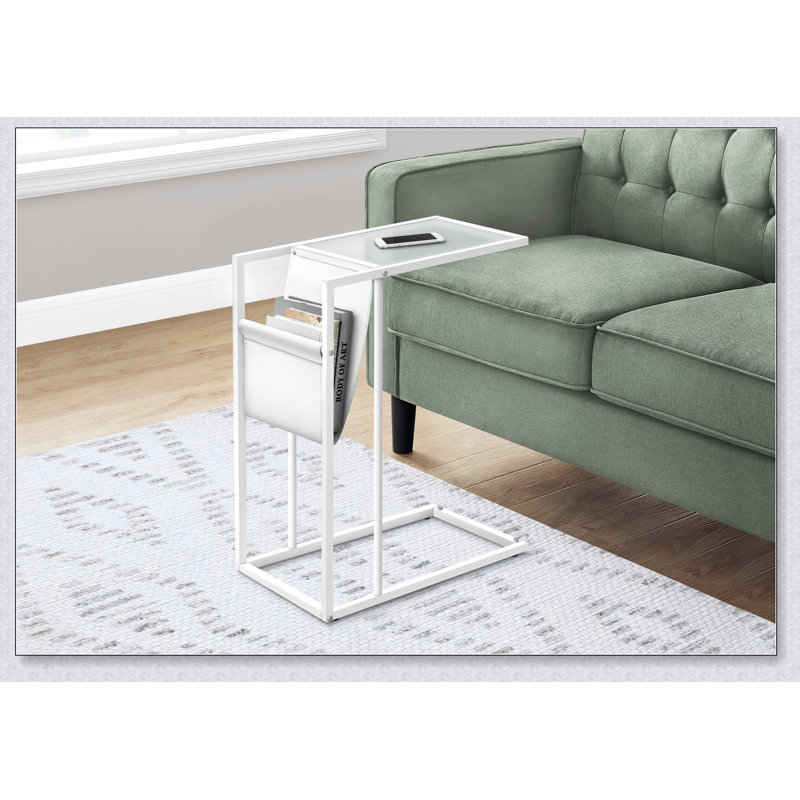 Versatile C-Shaped Accent Table With Magazine Storage For Living Room And Bedroom, Modern And Functional Design