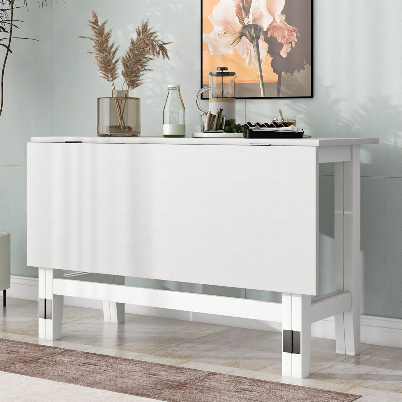 47'' Farmhouse Extendable Dining Table with Drop Leaf, White