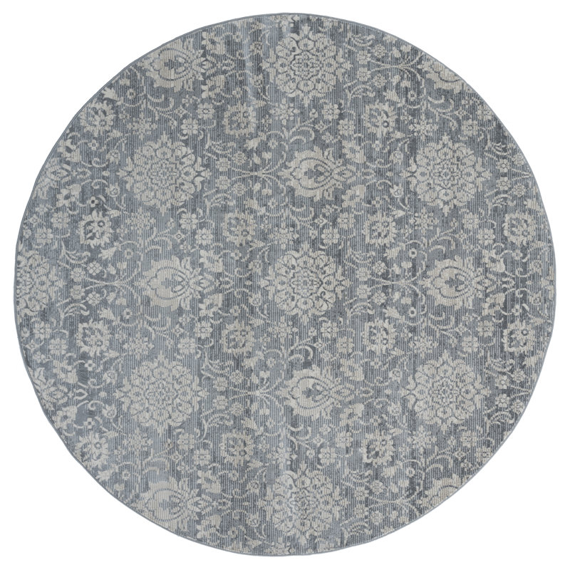 Tapis à motif cachemire crème Olander, Rond 7 pi 10 po