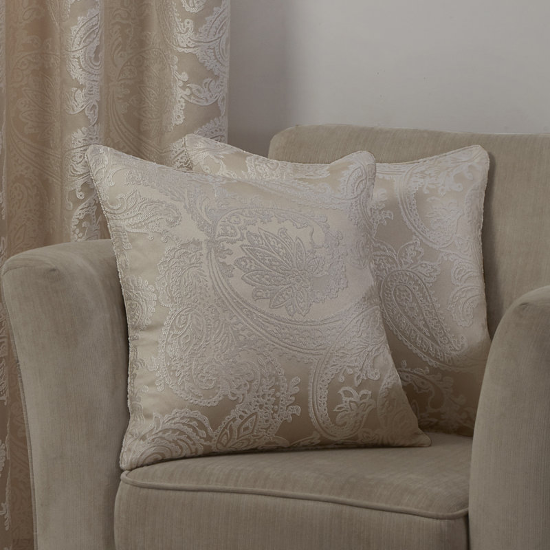Duchess Paisley Square Throw Pillow Cover, Cream
