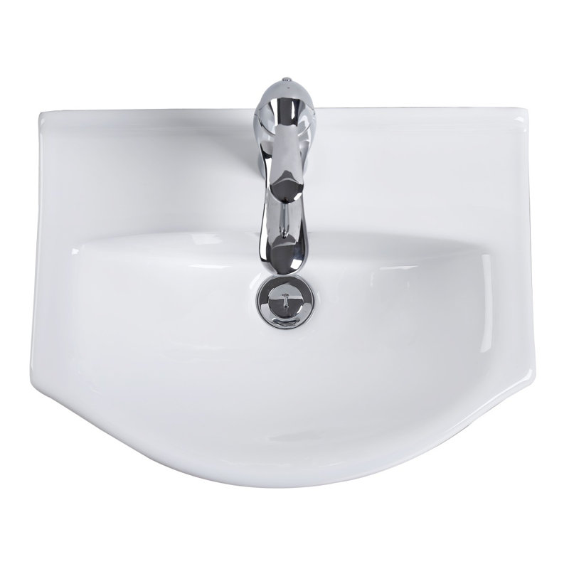 White Ceramic Small Wall Mount Bathroom Sink 17.75" Arc Basin with Overflow