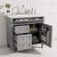 Meuble-lavabo gris 36 po avec lavabo en céramique, 3 tiroirs et armoire de rangement-1490608213
