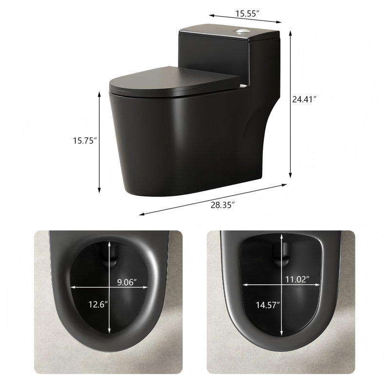 Toilette siphonique silencieuse 12 po 15,75 po