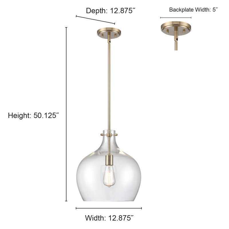 Luminaire suspendu en forme de dôme à 1 lumière Hageman, Noir mat