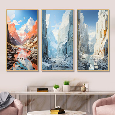 Winter Glacier Landscape In Canada - Glacier, ensemble de 4 reproductions d'art sur toile
