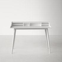 51 Matte White Lacquer & Dark Walnut Desk with Drawers –