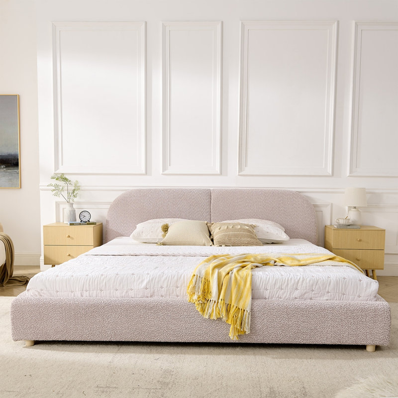King Size Upholstered Bed Frame, Pink