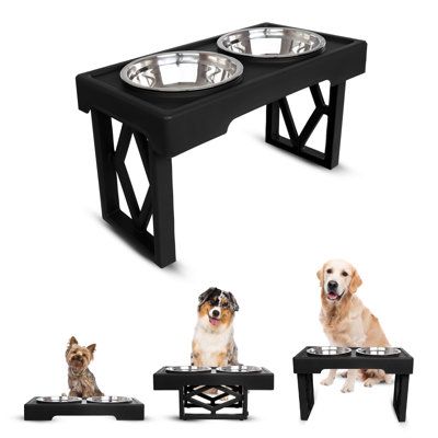 PETMAKER Adjustable Raised Dog Bowl Stand, Black