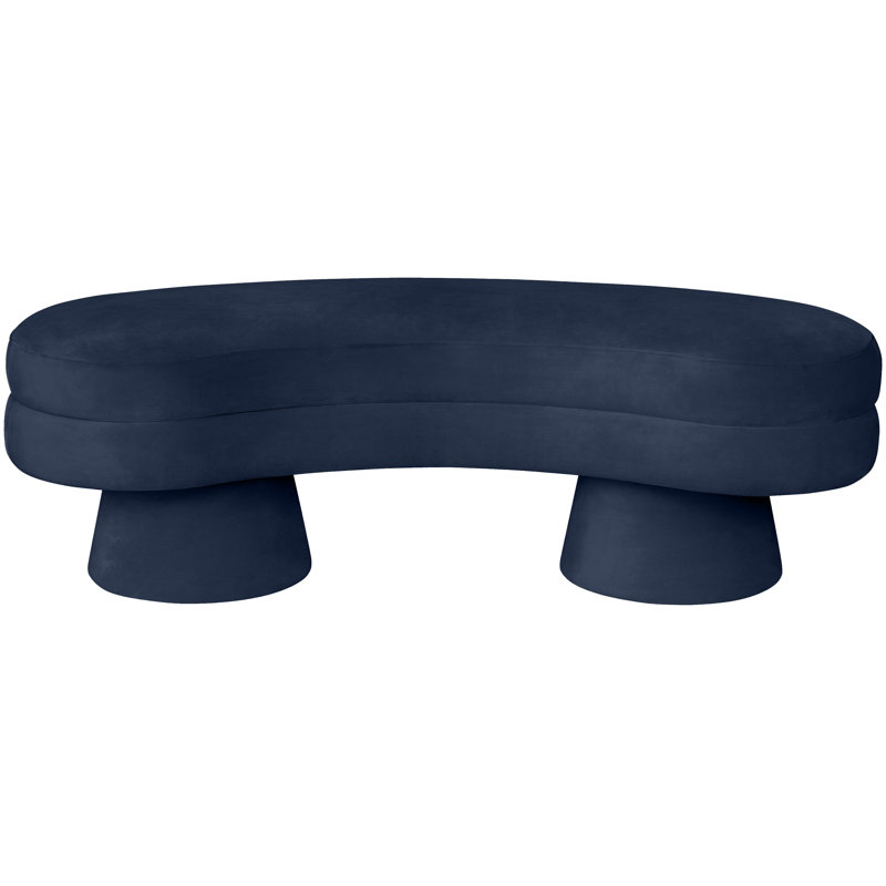 Banc rembourré en velours bleu marine Zenna, Velours marine
