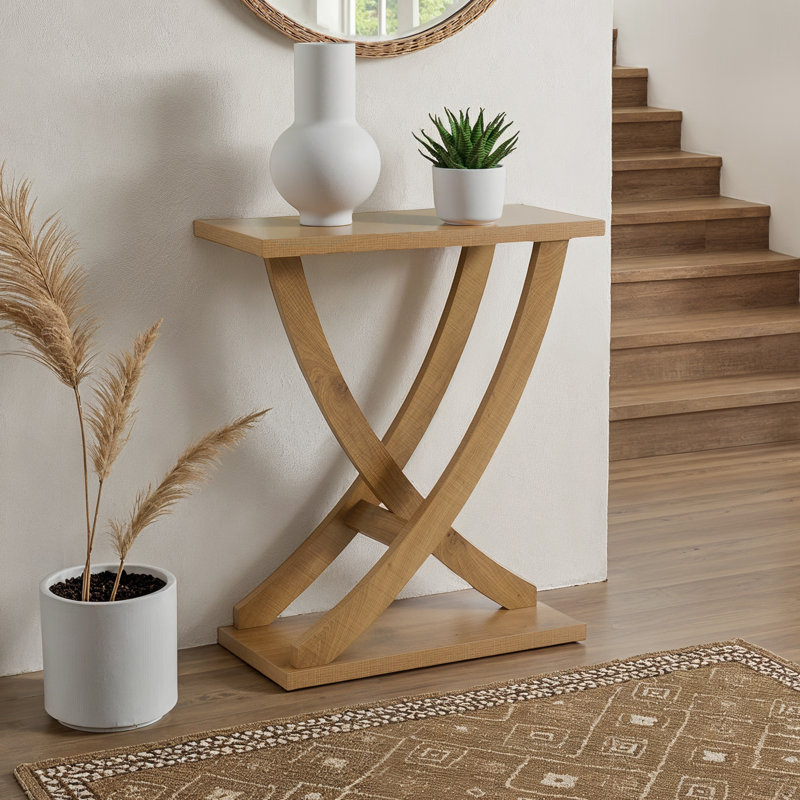 Arbri 31.25" Criss-Cross Console Table, Weathered Brown