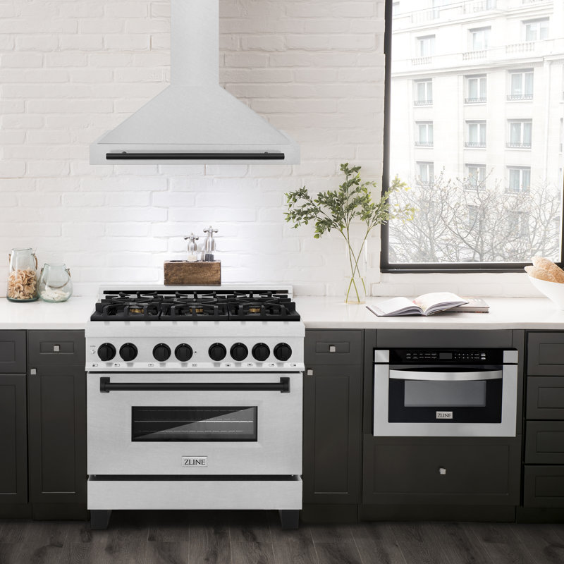 36" 400 CFM Ducted Wall Mount Range Hood, Matte Black
