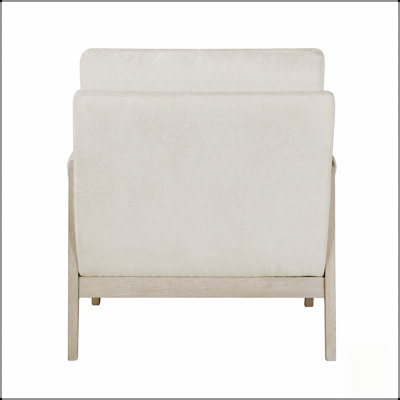 Chaise d'appoint Modern Home avec siège à coussin, dossier, tissu chenille crème et structure en bois massif pour un confort élégant