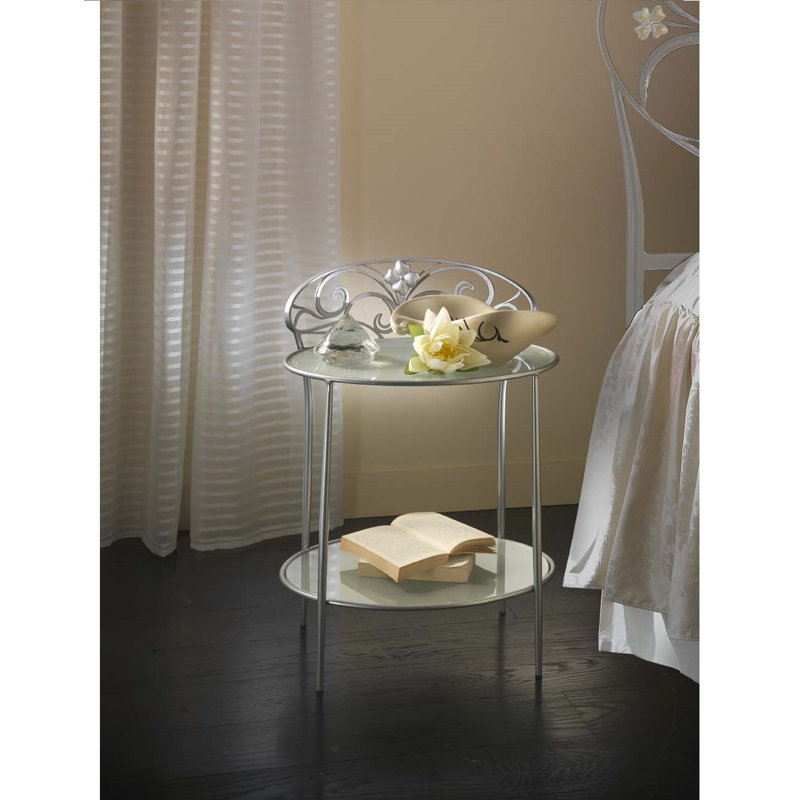 Napfle 51cm W Iron Bedside Table, Silver Brushed Black
