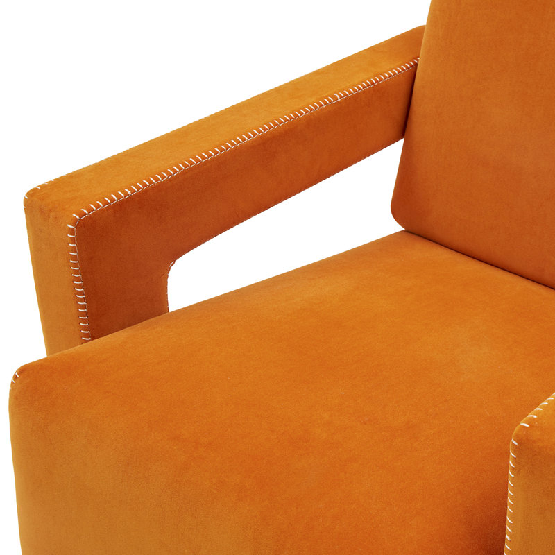 Méridienne large en velours 28,94 po Fleischer, Orange