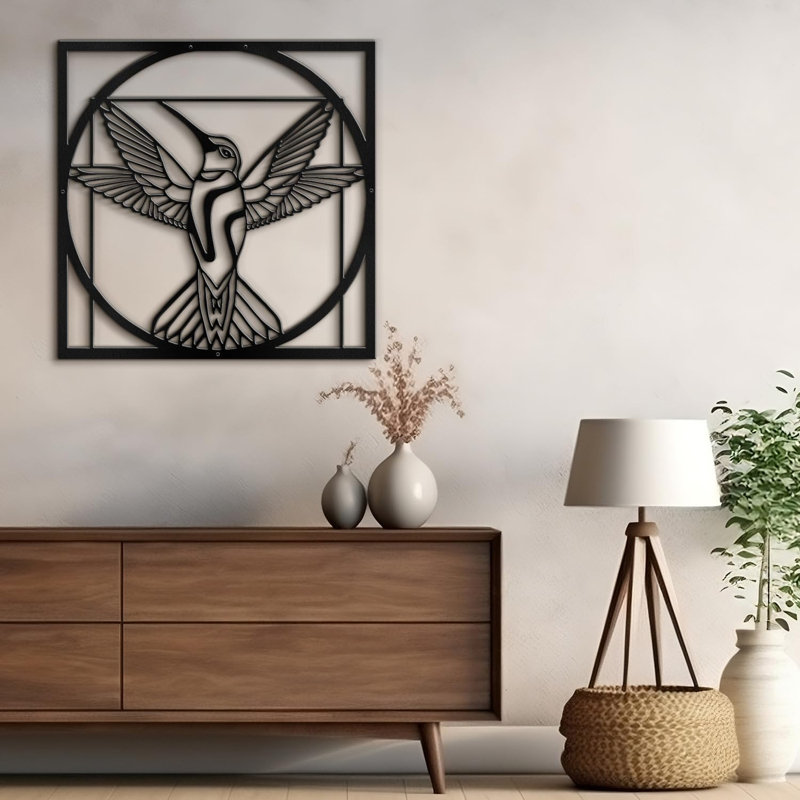 Décoration murale en métal, H 18 po x l 18 po x P 0,05 po, Noir