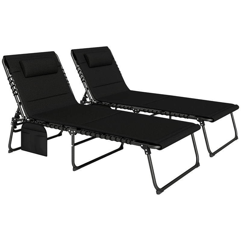 189cm Long Chaise Lounge Set, Black