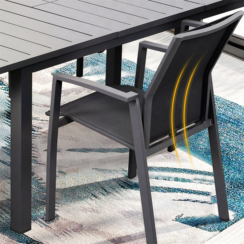 Chaises de patio Texilene, Gris clair / blanc