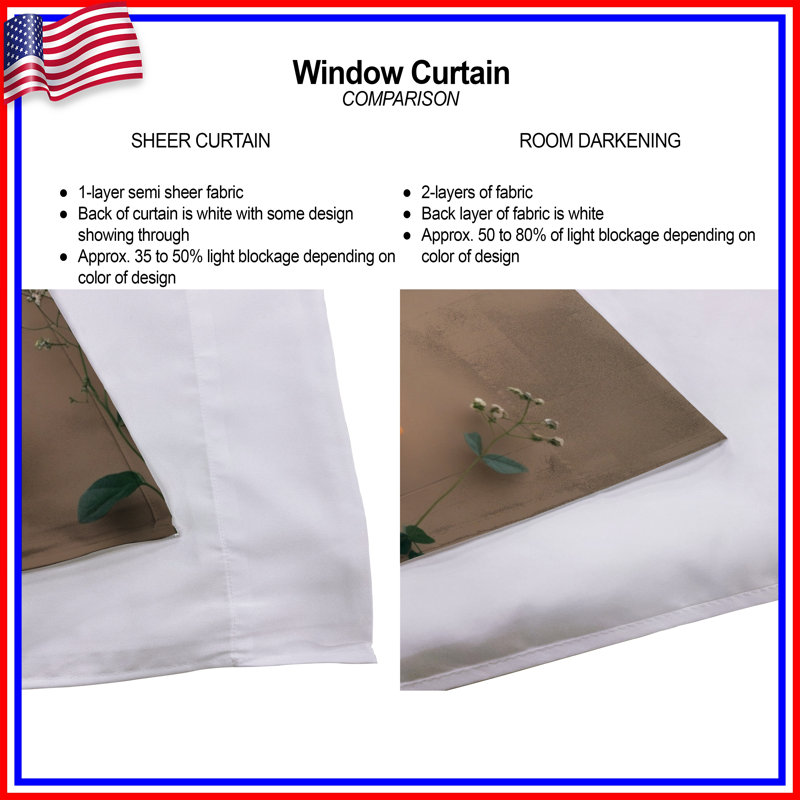 Assortiment de rideaux de fenêtre Wildflowers, 40in x 80in - 2 panels, Transparent