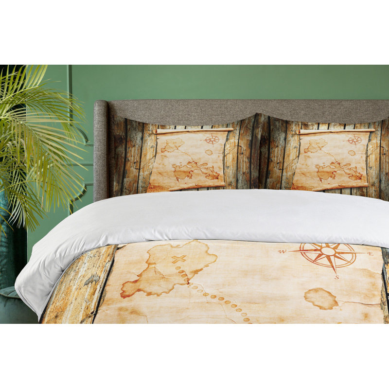 Ensemble de housse de couette, Housse de couette simple + 1 taie décorative, Flocons de neige planche de bois