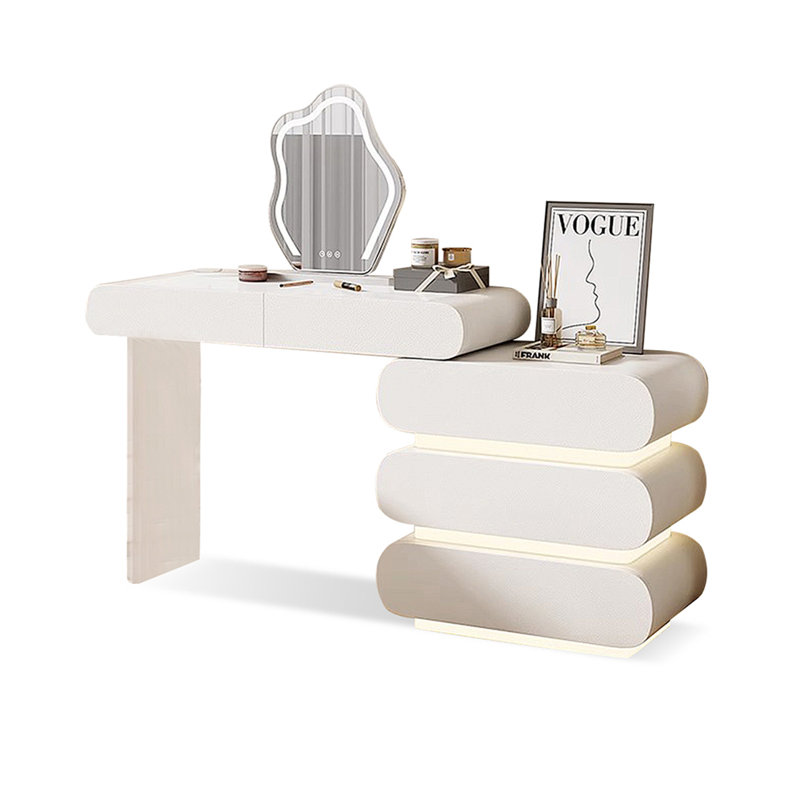 Coiffeuse de maquillage avec miroir lumineux, 5 tiroirs