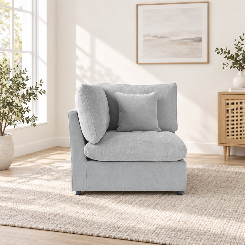 Chaise d'angle rembourrée en lin avec revêtement