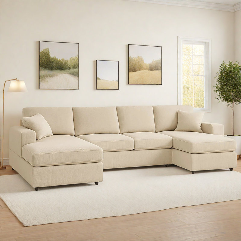 Canapé modulaire en Corduroy, Crème