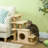 Adjustable Height Cat Stairs with Scratching Post for Sofa, Beige