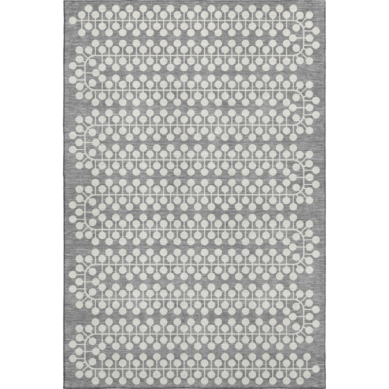 Premium Machine Washable Mayfield AMF2247 Geometric Rug, Gray, 3' x 5'