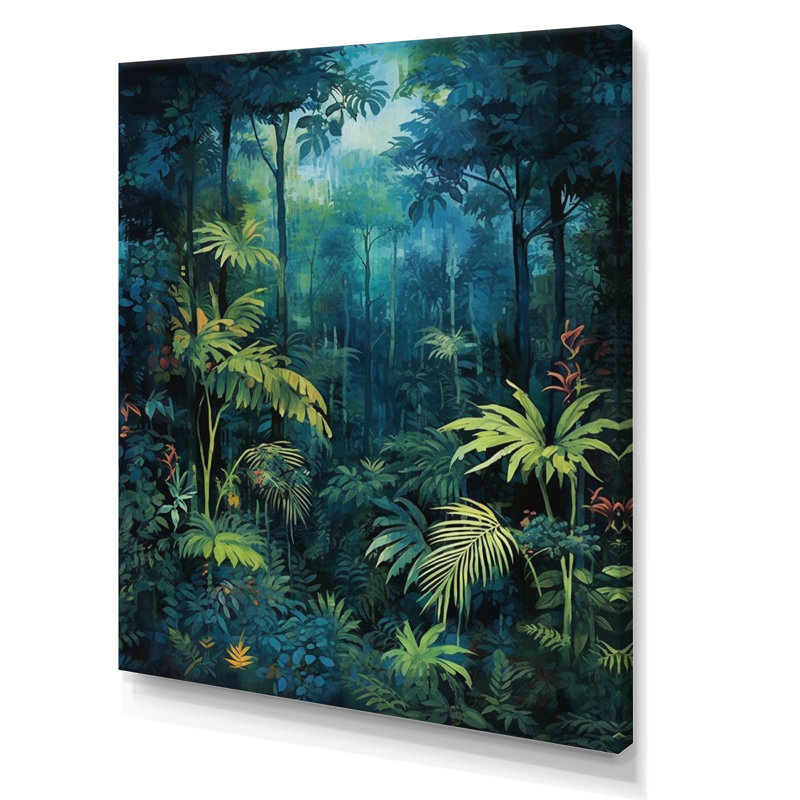 Jungle Expedition - Art mural forêt, H 32 po x l 24 po x P 1 po, Toile tendue