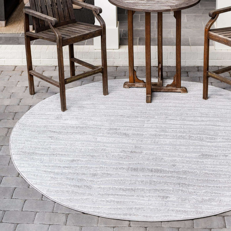 Tapis d'extérieur couleur pierre Claudia, Rond 8 pi