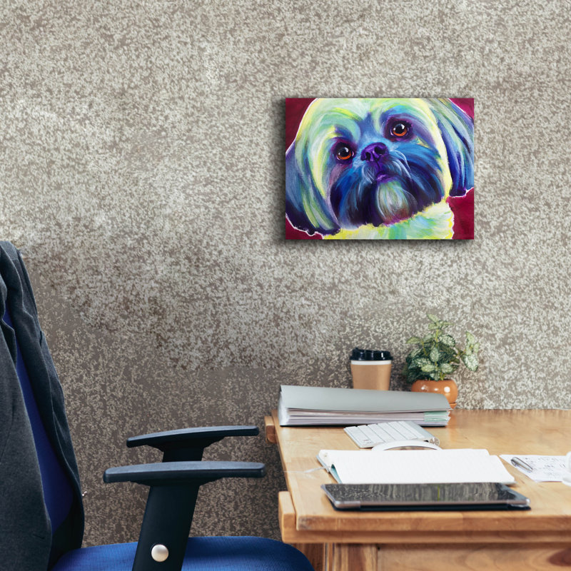 "Lhasa Apso - Sadie" par Dawg Painter, H 12 po x l 16 po x P 0,75 po