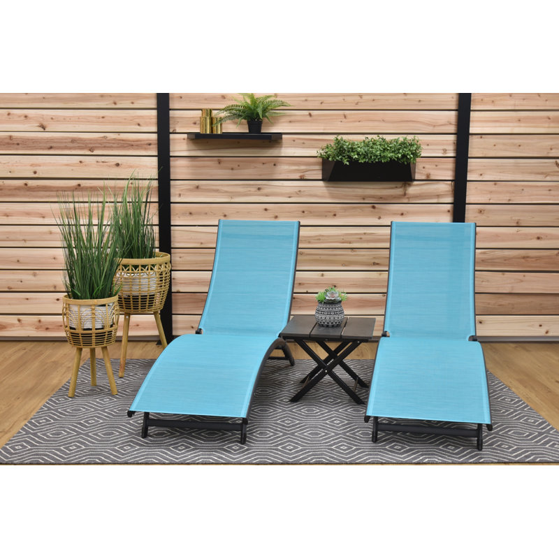 Ensemble de chaises longues avec table Bontang, Blue